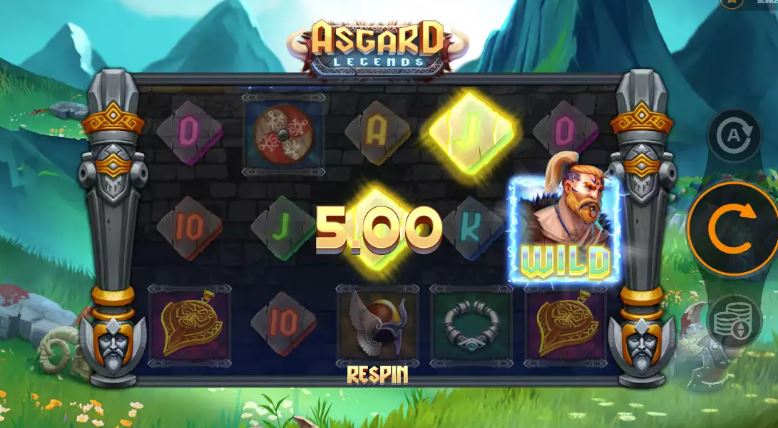 Asgard Legends 슬롯에서 와일드 심볼을 활성화하고 리스핀 기능으로 추가 상금을 획득하세요