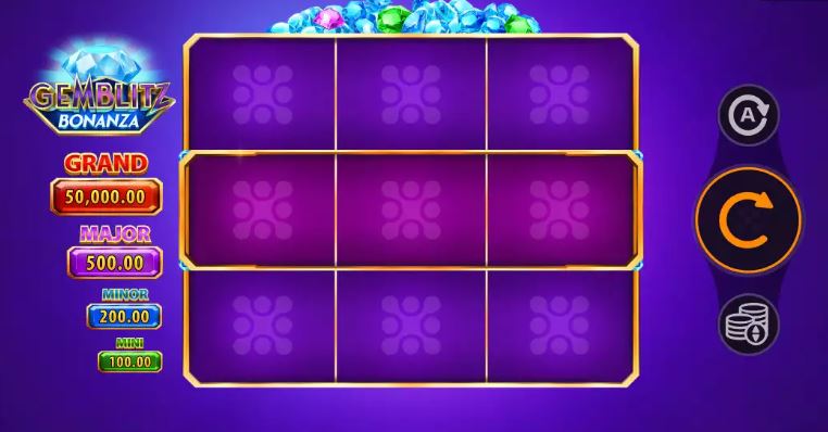 Gem Blitz Bonanza 슬롯에서 그랜드 잭팟 50,000을 노리며 보석 게임을 즐기세요